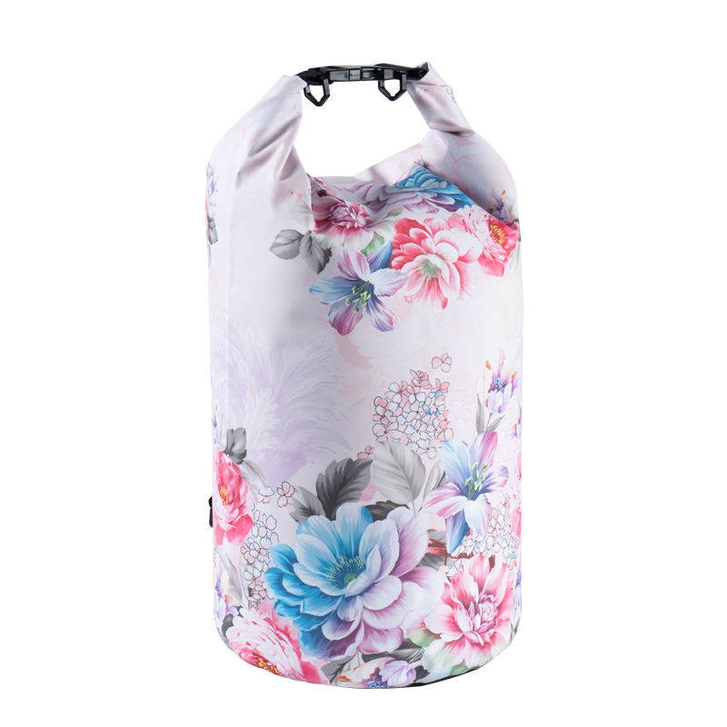 PVC Waterproof Bag 5L 10L 20L Outdoor swimming Bag Diving Compression Storage Dry Bag For Man Women Kayaking backpack: Pink Flower 20L
