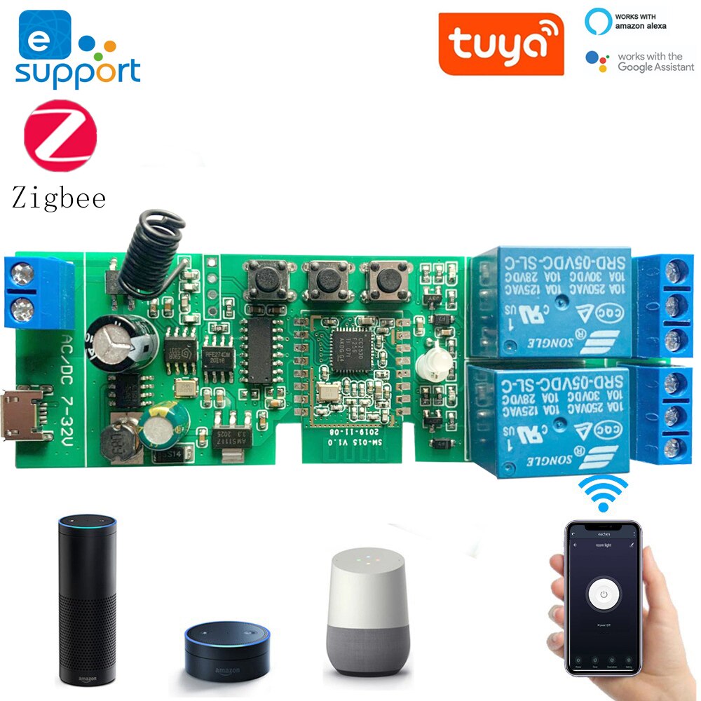 DC 12V 24V Zigbee 3,0 Clever schalten Relais Modul Tuya Heimat Kontrolle Brücke Automatisierung Modul eWelink WiFi Clever schalter 433 RF: 2CH