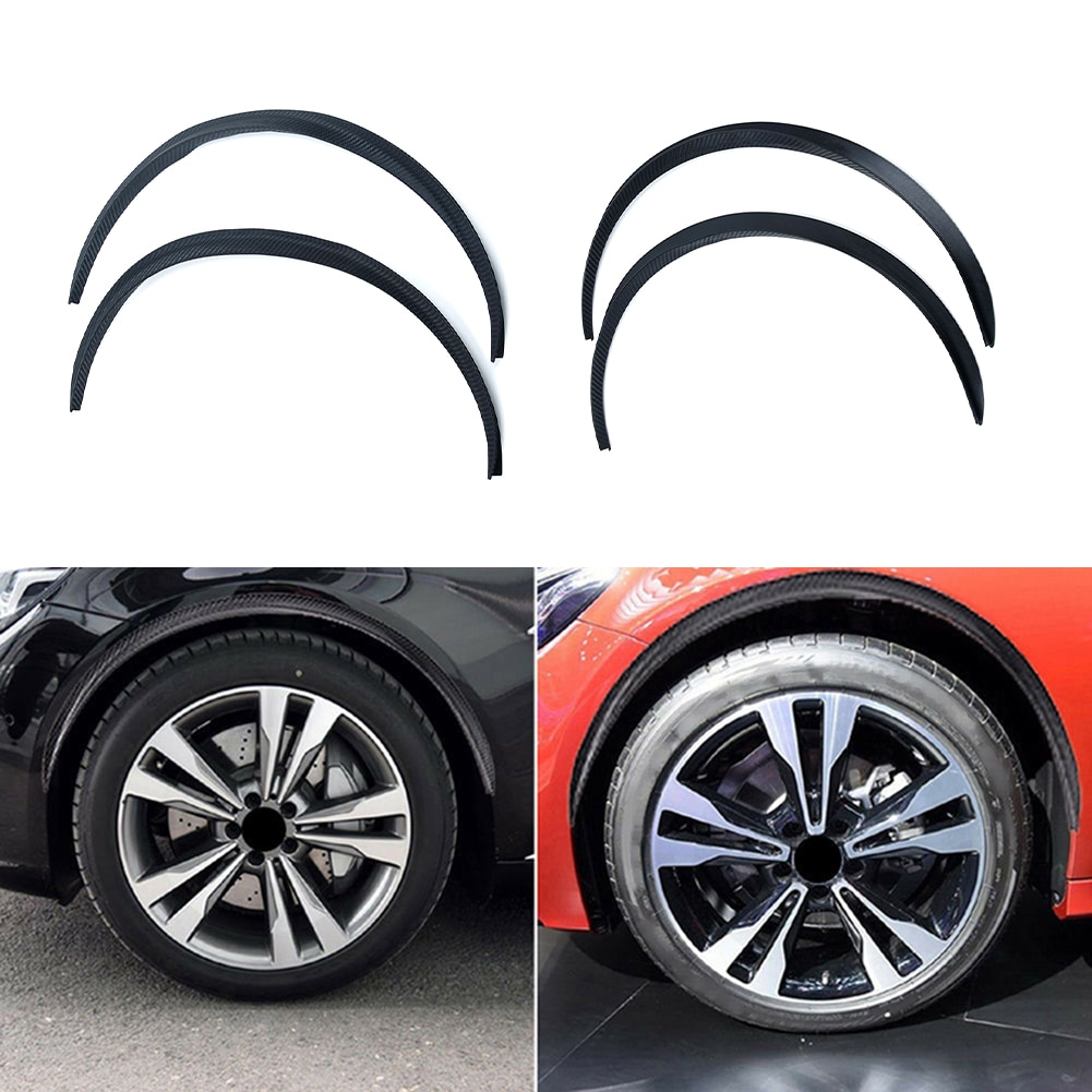 4Pcs Koolstofvezel Auto Wiel Wenkbrauw Boog Trim Lippen Strip Fender Flare Protector Voor De Meeste Auto 'S