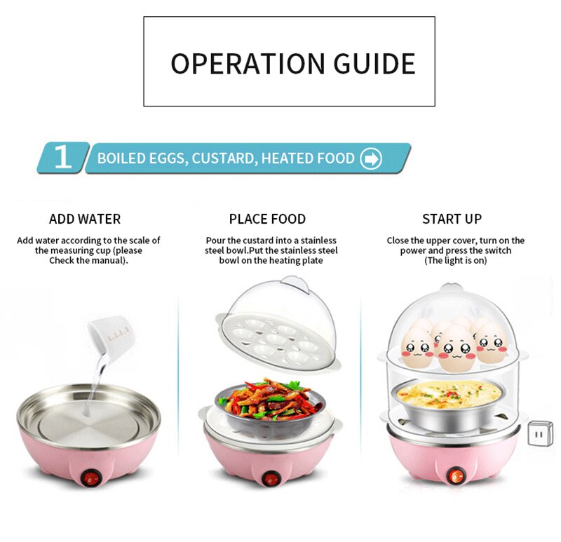 Double-Layer Egg Cooker Automatic Power-Off Steamer Stainless Steel Multifunctional Mini Steamer Poacher Kitchen Cooking Tool