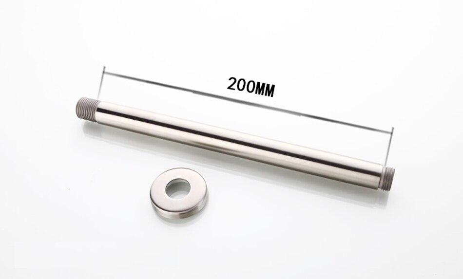 Square Round Chrome Stainless Steel Shower Arm Wall/Ceiling Mounted G1/2" Connector for Top Shower Head Faucet Replacement Parts: A-200MM