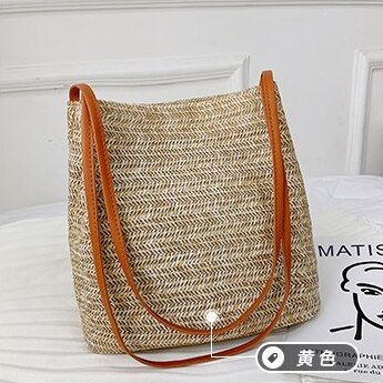 Sommer dame bohemian vevd veske skulder strandveske casual tote halm flett: Rød