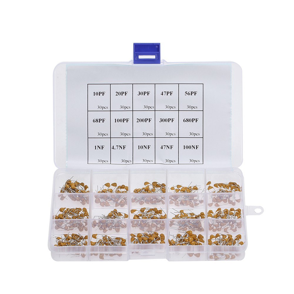 450PCS 10pF－100nF Ceramic Capacitor Assortment Box Kit Range 15 Value