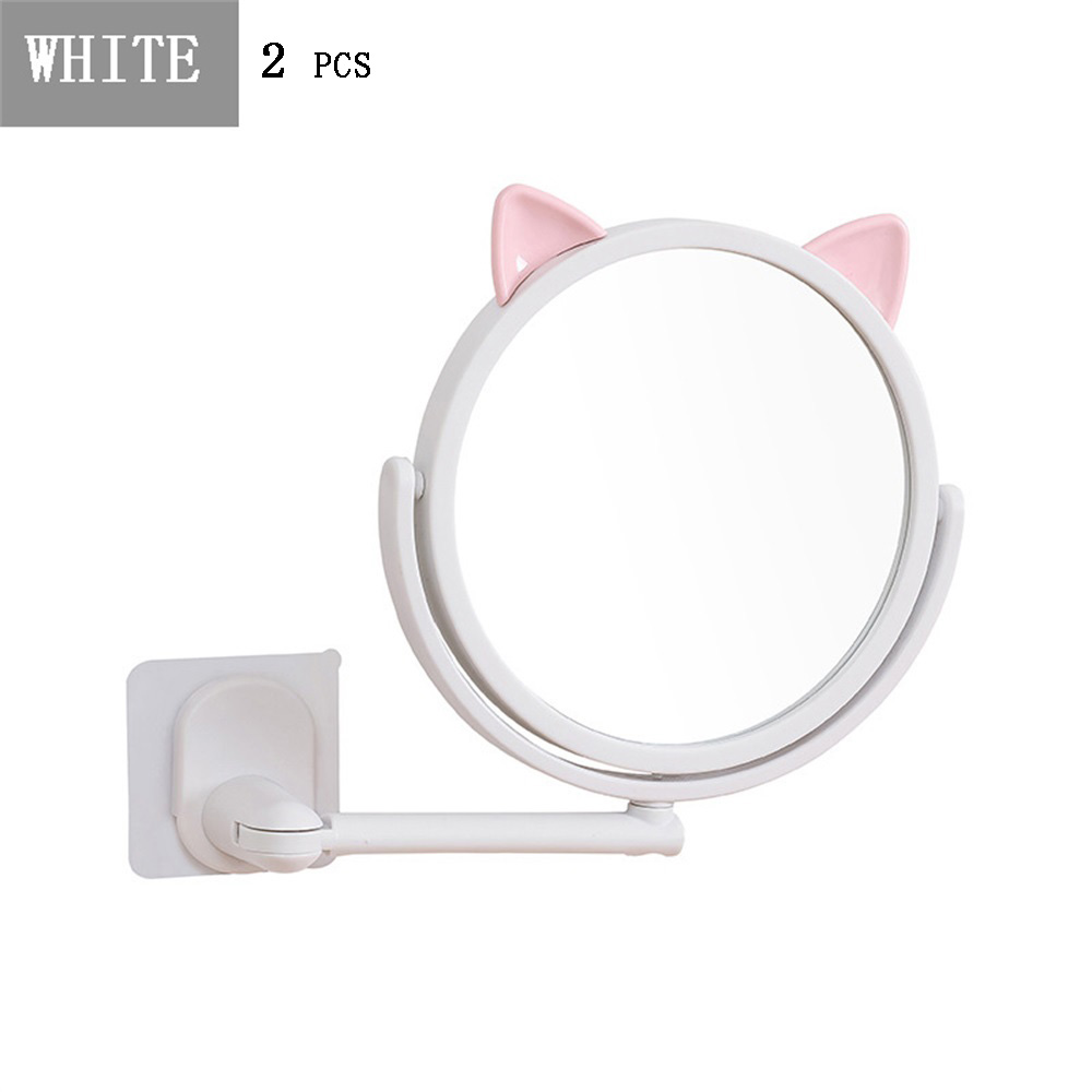 2 pcs Folding Makeup Mirror Wall Mount Vanity Mirror without drill Swivel Bathroom Mirror Suction Folding Arm Extend shaving: white 2 pcs