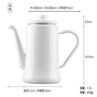 Emaille verdickt wasser wasserkocher retro kreative Nachahmung keramik teekanne kaffeekanne Filter bildschirm kalten wasser Tee topf krug 1.1L: Weiß