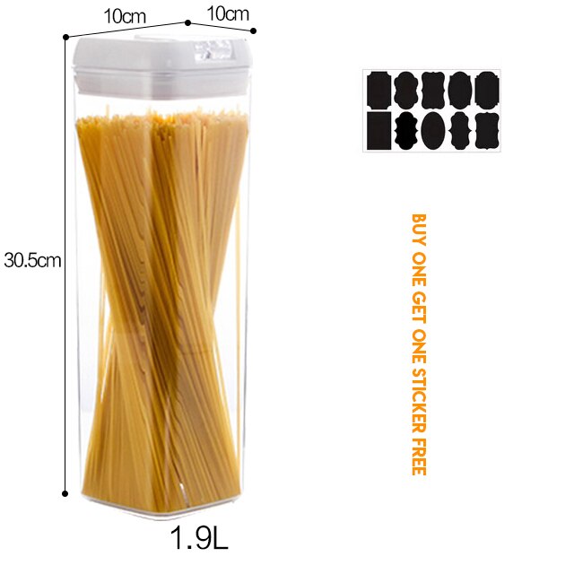 Céréales en plastique conteneurs pour le stockage des aliments cellier bocaux hermétiques cuisine organisateur stockage conteneur accessoires de cuisson: 1.9L-