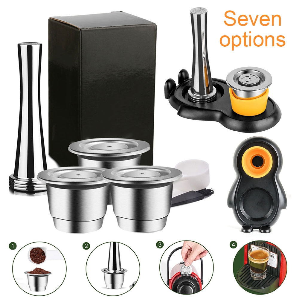 Reusable Coffee Capsule For Nespresso Reutilisable Inox Refillable Capsule Crema Espress Stainless Steel Refillable For Espresso