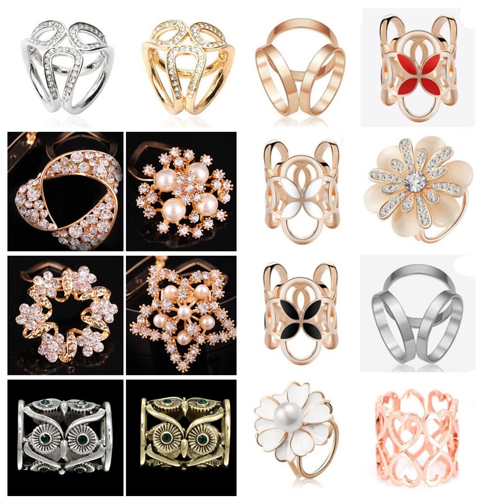1 Pcs Vrouwen Vlinder Bloem Rhinestone Crystal Sjaals Clip Sjaal Gesp Charmante Vrouwelijke Sieraden Accessoires