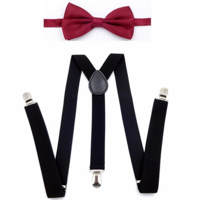 Hommes bretelles nœud papillon ensemble femmes bretelles noeud papillon y-back réglable clipsable élastique bretelles hommes ceintures sangles: WineBow Suspender