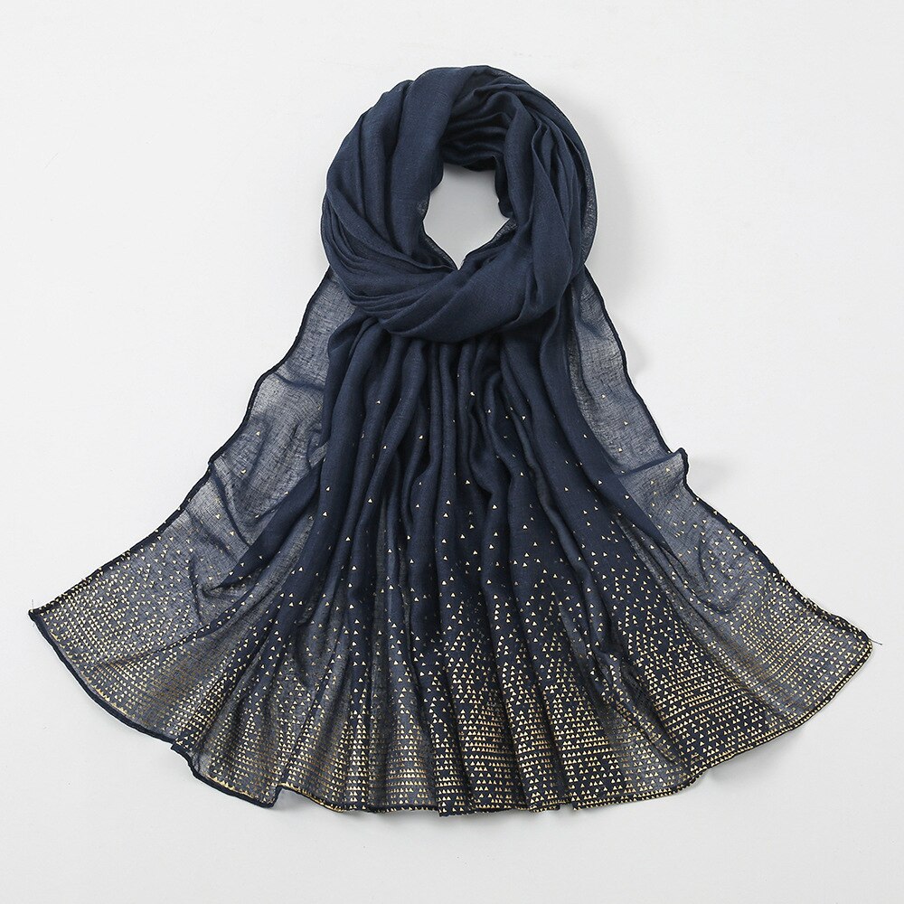 Women Lurex Glitter Gold Dot Shimmer Scarf Plain Solid Viscose Scarves Shawls Muslim Hijab Wrap Pashmina Stole 180*80Cm: 6
