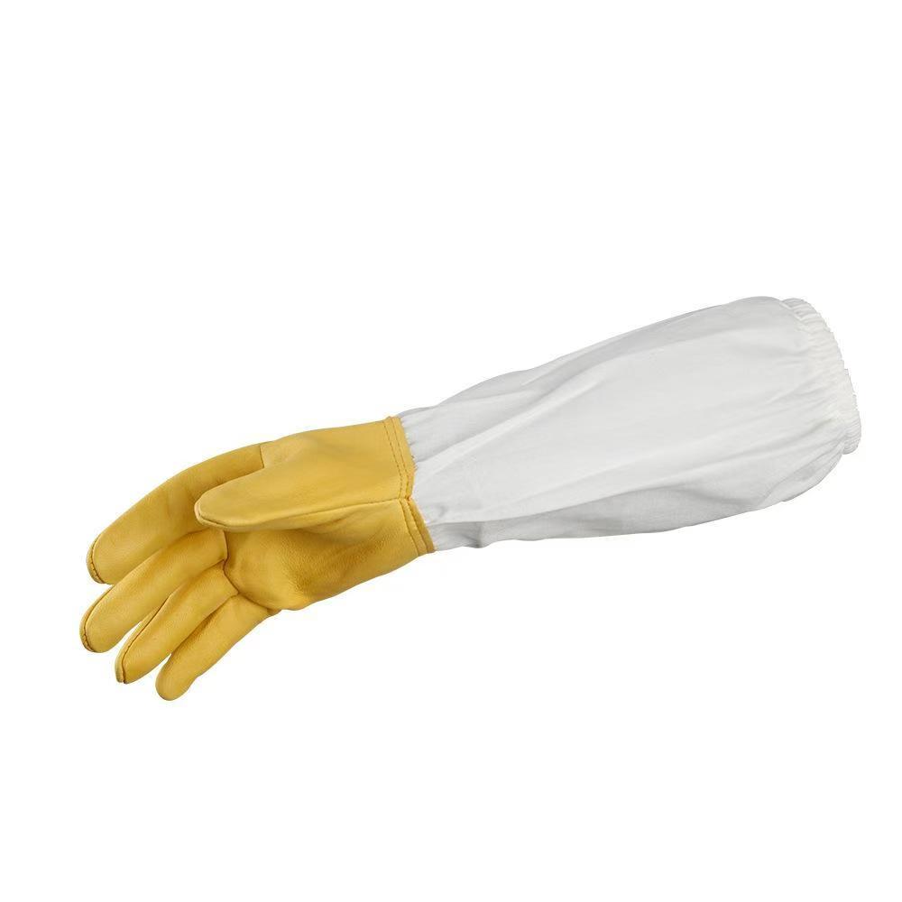 1 paio di guanti morbidi per apicoltore con pollice dritto per apicoltura, guanti per tenere le api in pelle di capra con maniche lunghe ventilate
