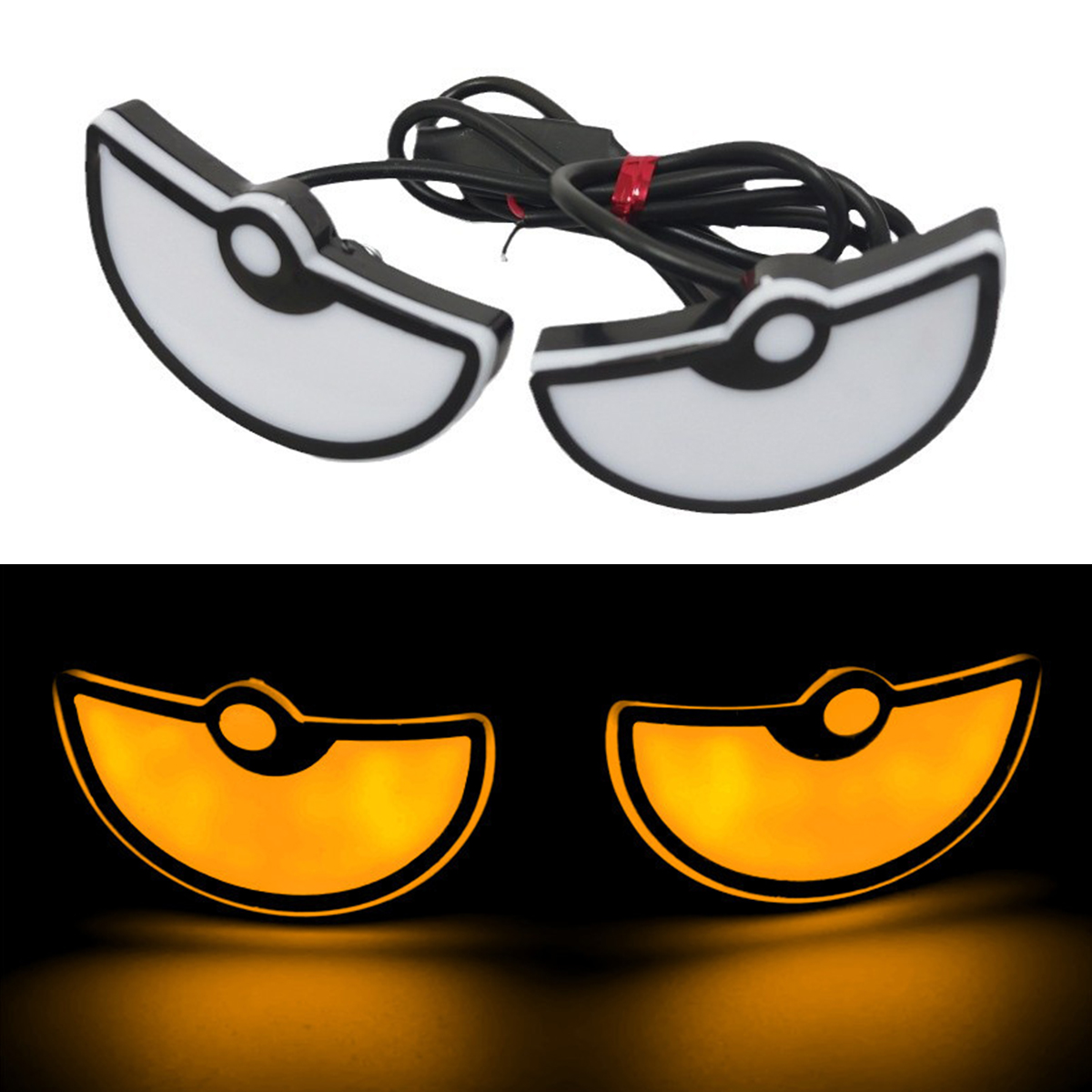 2Stck Motorrad LED Dämon Auge Licht Halbkreis/Dreieck Auge Blinker Licht Dynamische Rücklicht Mini Auto Dekoration lichter: Champagner