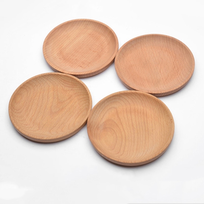 6 stuks rond beukenhouten dinerbord, westerse gerechten, ronde dessert serveerschaal, snack fruit, gedroogd fruit organizer houder, woondecoratie