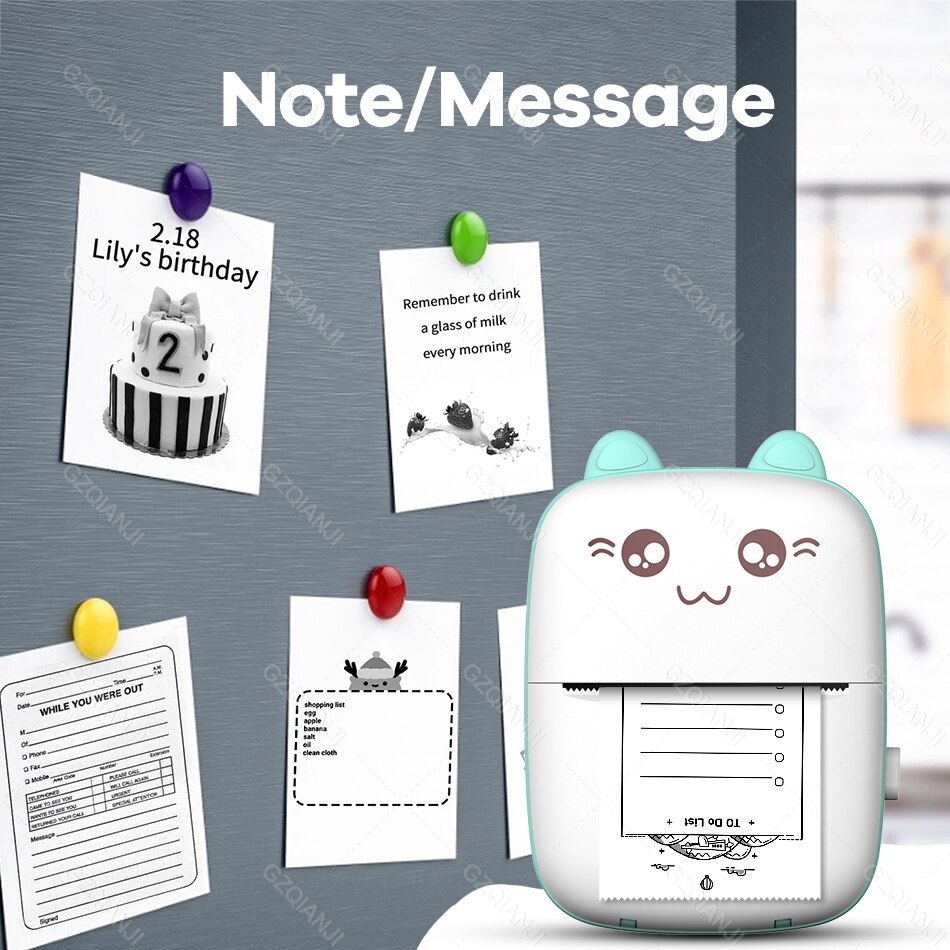 Thermal Printer 203DPI Portable Bluetooth 4.0 Thermal Photo Printer Wireless Inkless Mini Pocket Label Notes Printer With Papers