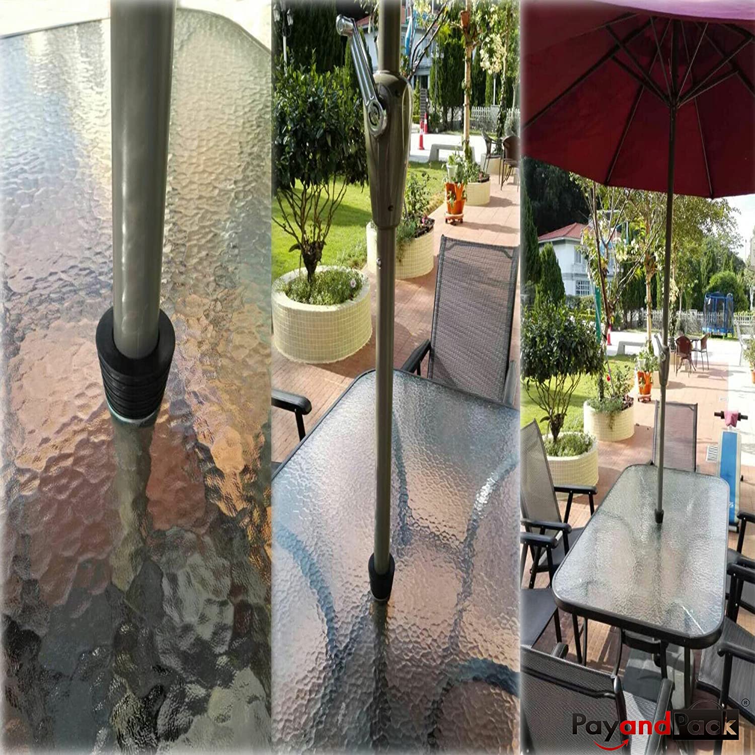 Myard paraply kegle kile til terrassebord hulåbning eller base 1.8 to 2.4 tommer, paraply stang diameter 1 1/2 med 4 huller