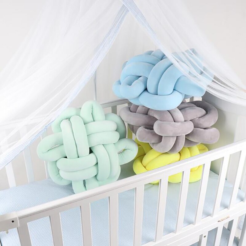 Almohada para abrazar recién nacido, cojín de cuna con nudo para bebé, parachoques tejido, almohada de protección para niños pequeños, decoración de la habitación