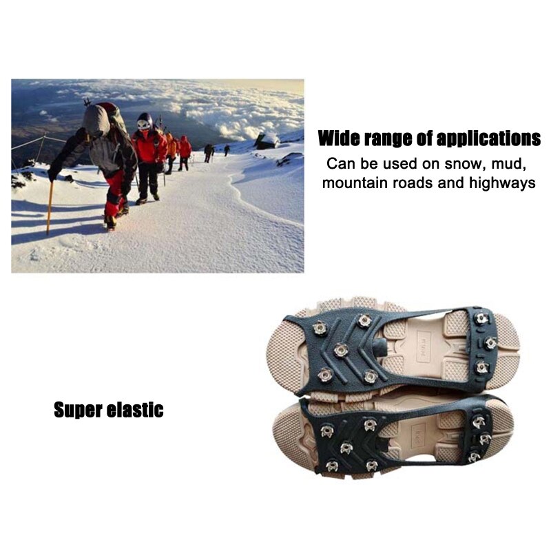 Impugnature da neve su ghiaccio su tacchetti da trazione per scarpe punte calzature sopra copriscarpe