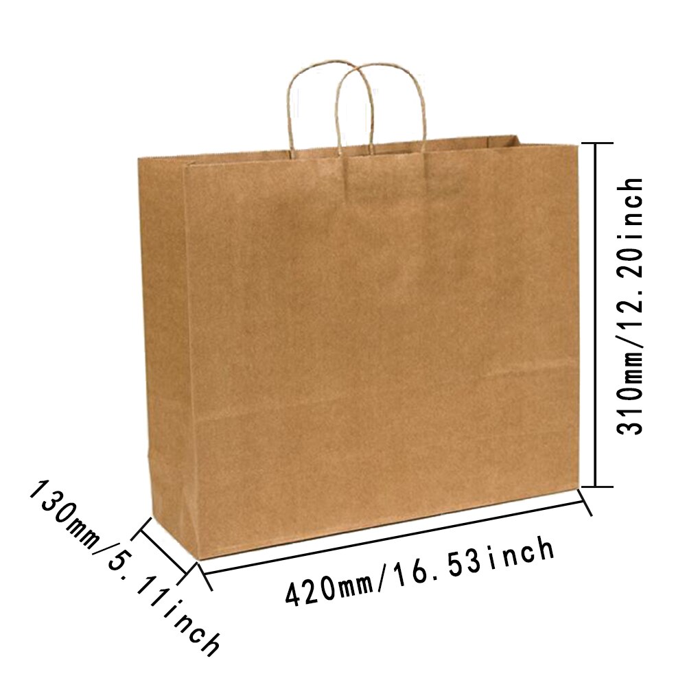 Sac en papier kraft à poignée torsadée marron avec poignées pour fête de mariage vêtements à la multifonction
