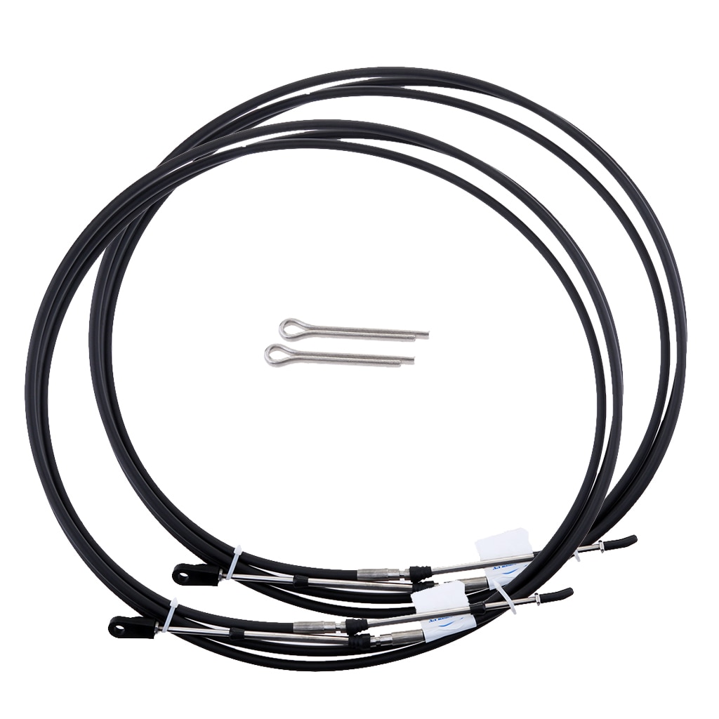 Cable de acelerador Universal para palanca de Control de Motor de barco marino, negro, 17 pies, 2 uds.