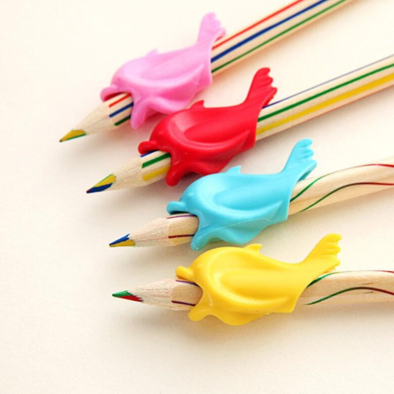 5pcs/lot Cute Wobi Kawaii Silicone Pencil Grip Fish Pencil Holder For Kids Writing Posture Correction School Supplies