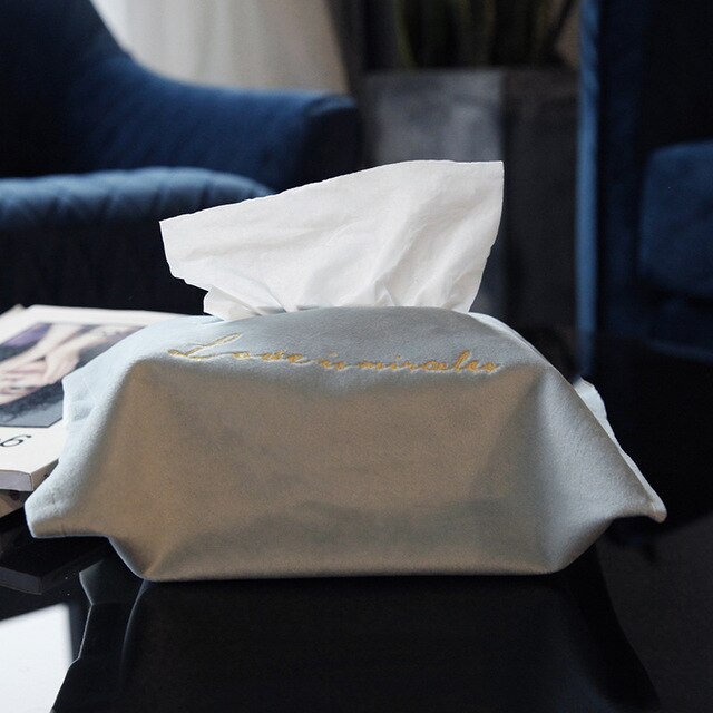 Nordic Embroidery Velvet Tissue Box Cloth Tissue Cover Home Car Pumping Storage Box Kitchen Desktop Decoration Organization: 3