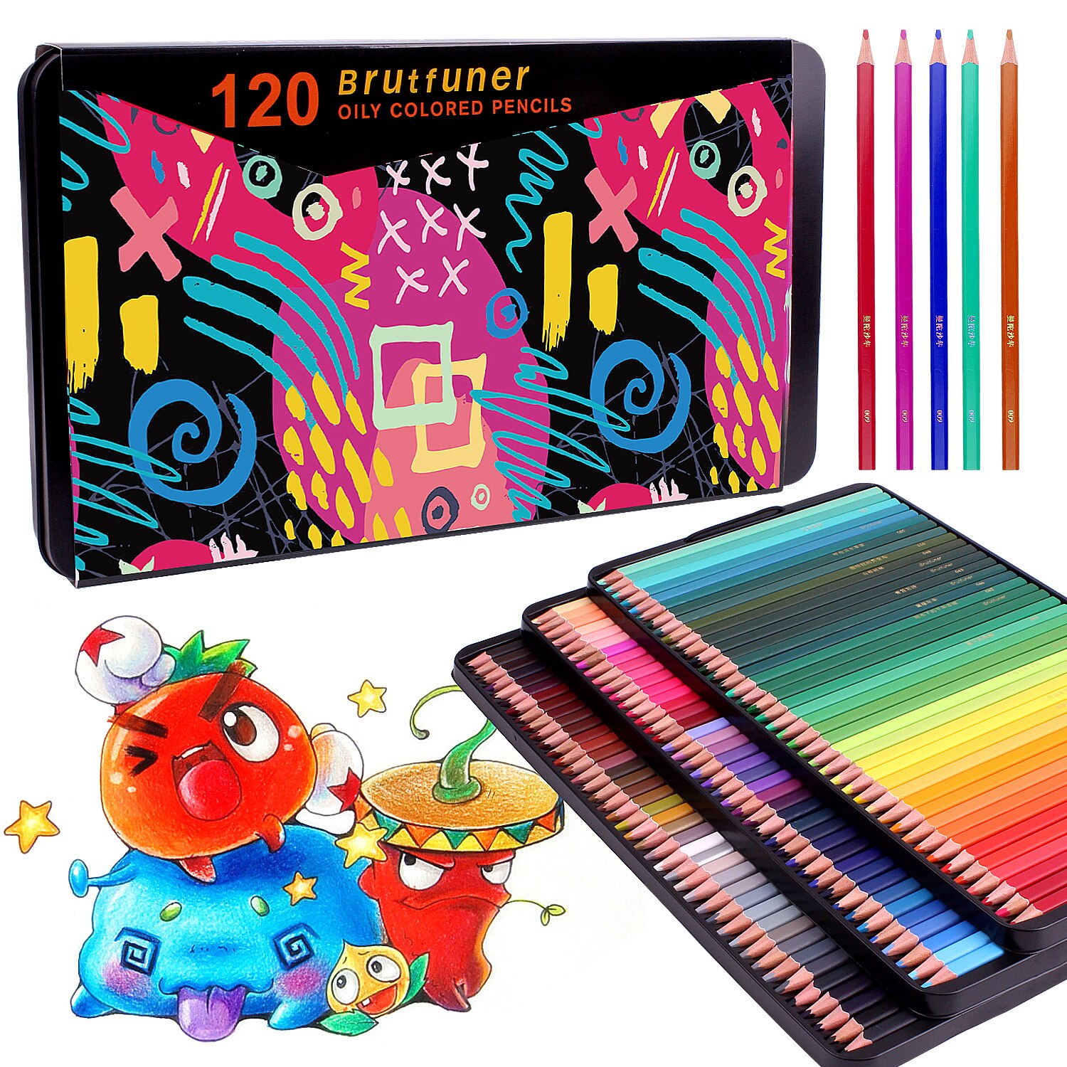Brutfuner-Juego de lápices de colores profesionales para niños y estudiantes, Set de 72/120/180 colores, de madera, suave, acuarela