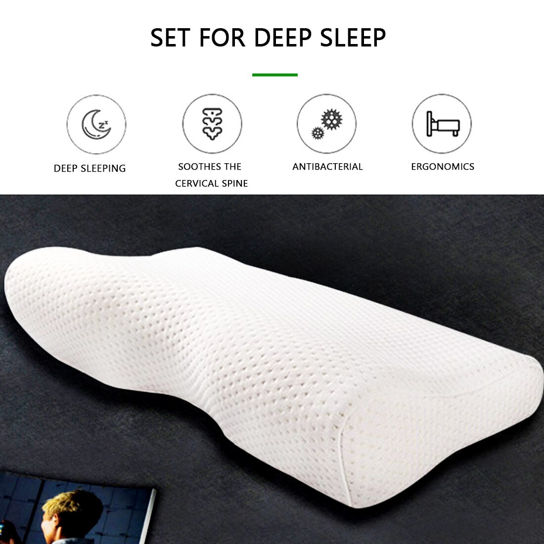 Orthopedic Neck Pillow Memory Foam Pillow For Sleep Cervical Pillows Contoured Health Orthopedic for Neck Pain 50x30cm/ 60x35cm: Gypsophila Type / 60 x 35cm