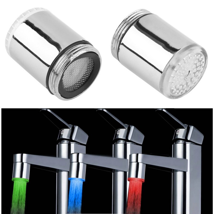 3 farbe/Einzelne Farbe LED Ändern Wasserhahn Dusche Wasserhahn Temperatur Sensor Keine Batterie Wasser Wasserhahn glühen Dusche Verknüpfungen schraube