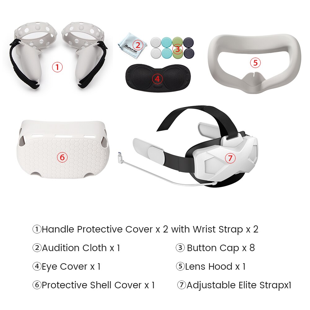 Quest 2 VR Headset Strap Adjustable Elite Strap With Battery Pack for Oculus Quest 2 VR Accessories Devices Storage Case: set 2