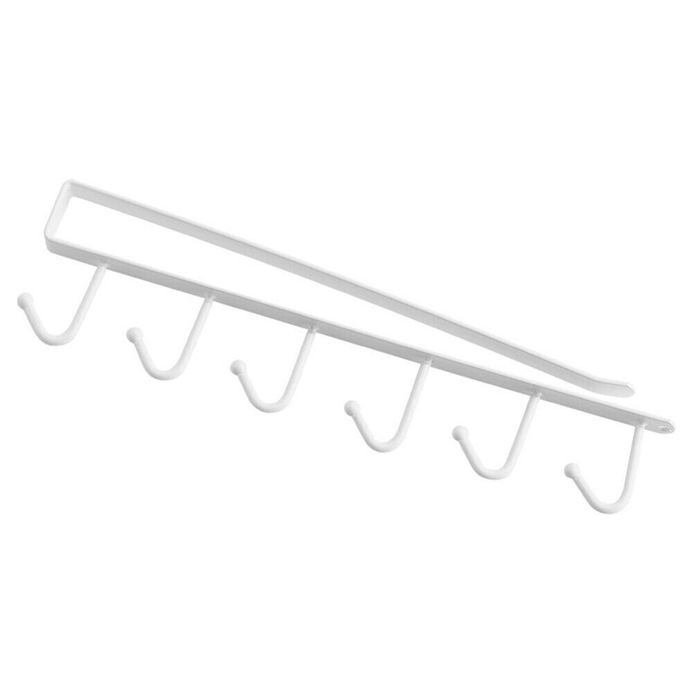 Nieuw Onder-Kast Hanger Rack met 6 Haken Keuken Kast Opslag Plank Haak: White