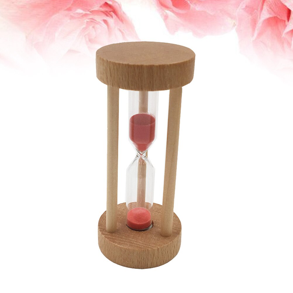 3 Min Wooden Sandglass Hourglass Yellow Sand Timer Clock Table Desktop Decoration: Red