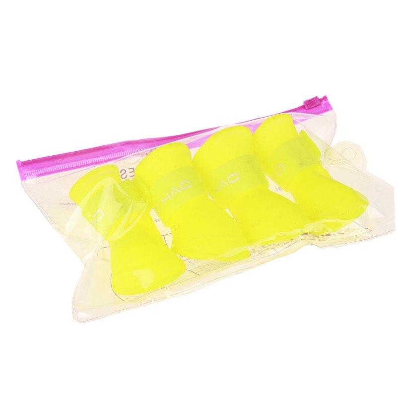 4 Stuks Waterdichte Laarzen Hond Schoenen Puppy Candy Kleuren Antislip Regen Schoenen Pet Laarzen Voor Sneeuw Regen Dag midden En Kleine Honden: yellow / M