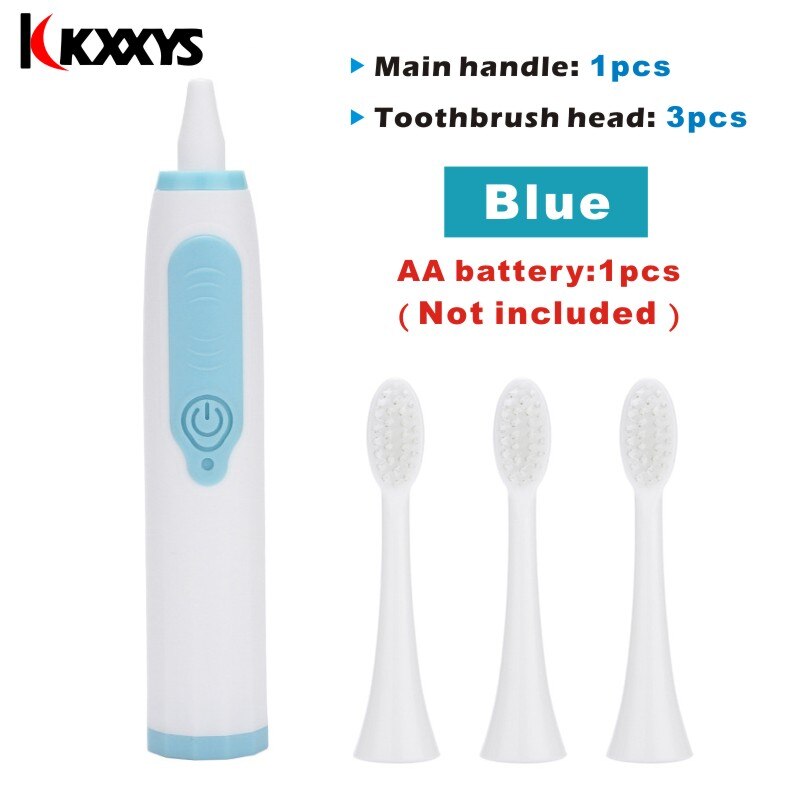 Ultrasonic Electric Toothbrush AA battery Economic style Tooth Brush Toothbrush Adult Electronic Washable Whitening Teeth Brush: Blue 1set 2head