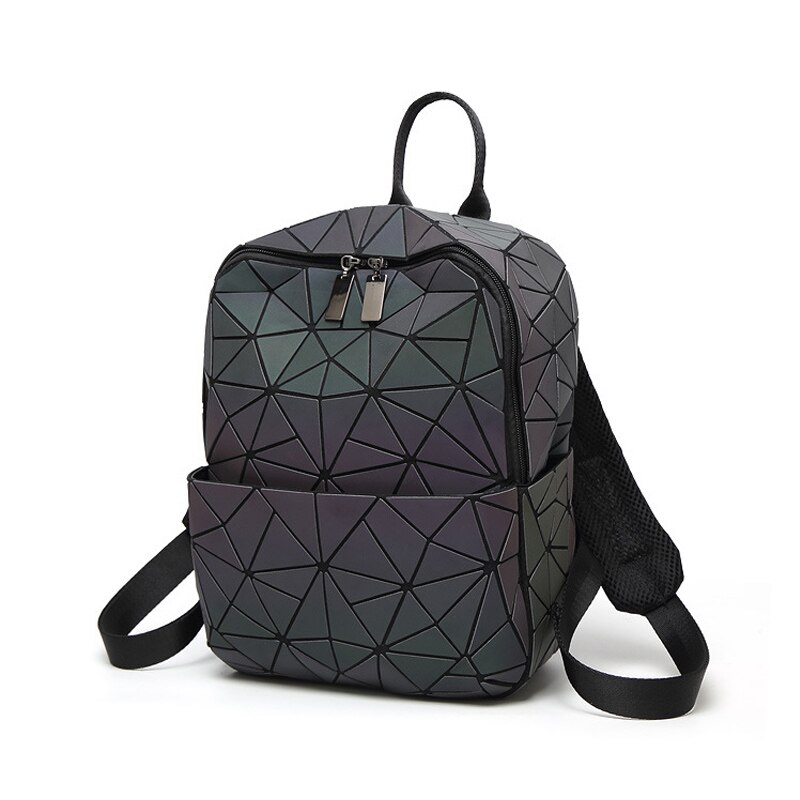 leucht Frauen Rucksäcke Mädchen Täglichen Rucksack Weibliche Geometrie Paket Pailletten Falten bagpack Taschen Mini Schule Tasche