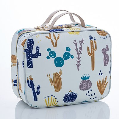 Bolsa de maquiagem profissional de duas camadas, bolsa portátil transparente para armazenamento de cosméticos, kit de higiene pessoal: A Style Cactus