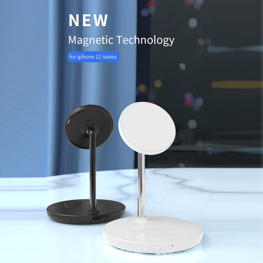 Magnetic Wireless Charger 2 in 1 Stand For iPhone 13/12 Pro/11/X Desktop Phone Holder 15W Qi Wireless Charging For Airpods 2 3