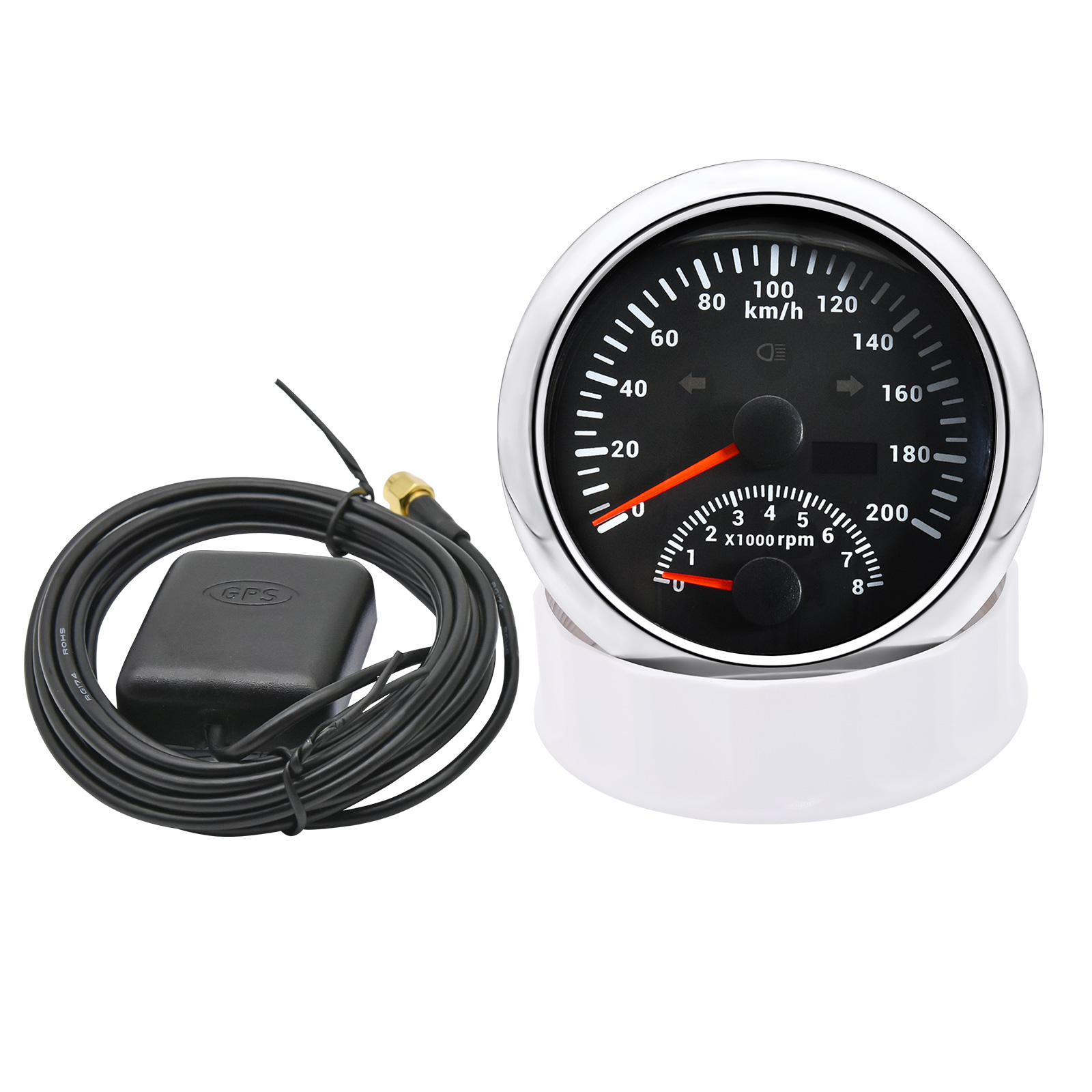 GPS Tacho 85mm Für Boot & Auto – Wasserdichter Geschwindigkeitsmesser 0-200 Km/h, 7-Farben Beleuchtung, 12V/24V, IP67