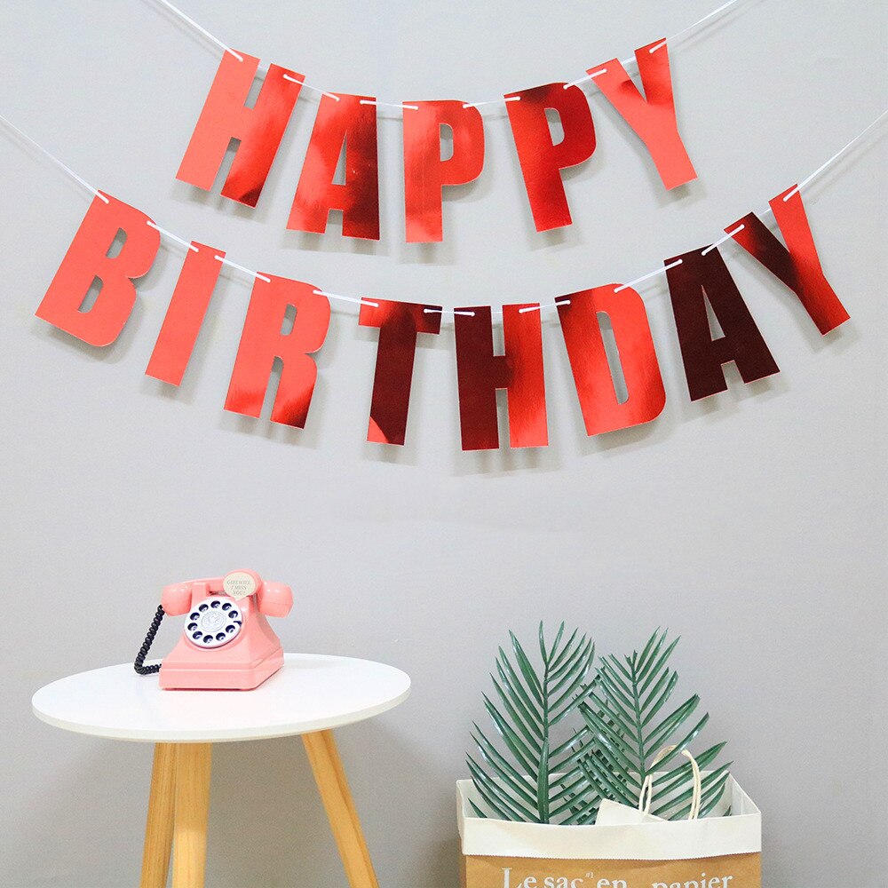 Happy Birthday Banner Bunting paper Birthday Party Hanging Garland Banner Baby Shower Decoration