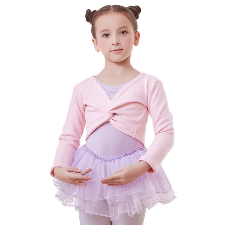 Tyttöjen klassinen paksu baletti pitkähihainen kääre toppi lasten tanssi ballerina edessä twist fleece lämmin vaate pinkki sininen