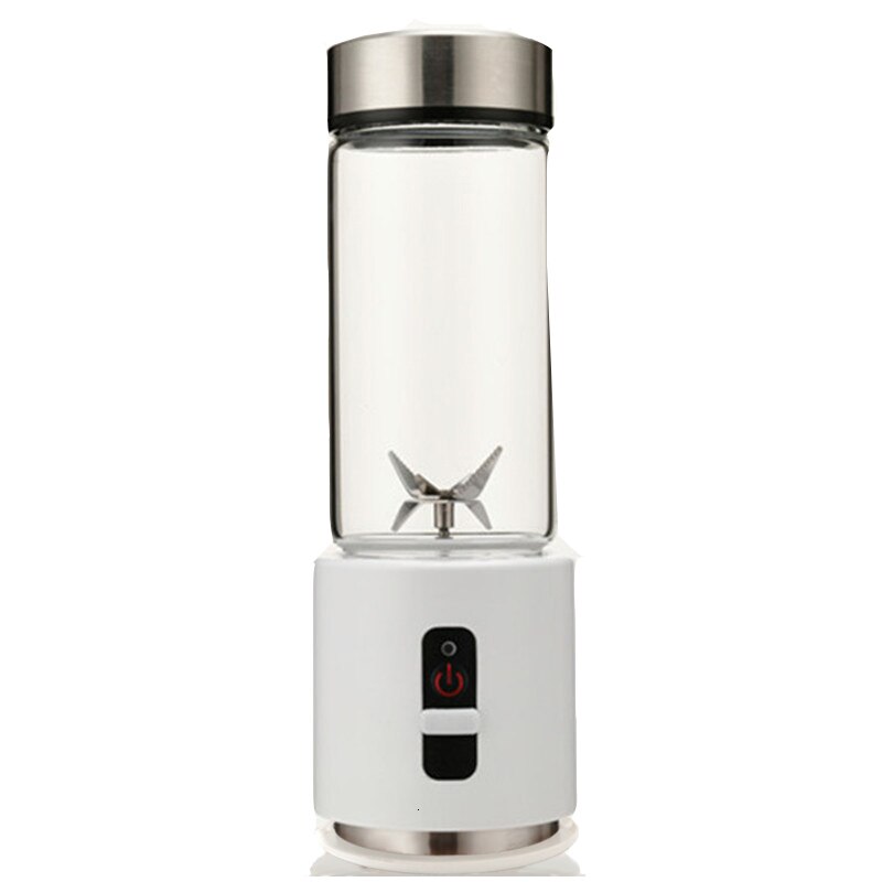 Bpa gratis usb genopladelig smoothie blender batteri personlig 380ml glas smoothie blender juicer let lille bærbar blender: Hvid