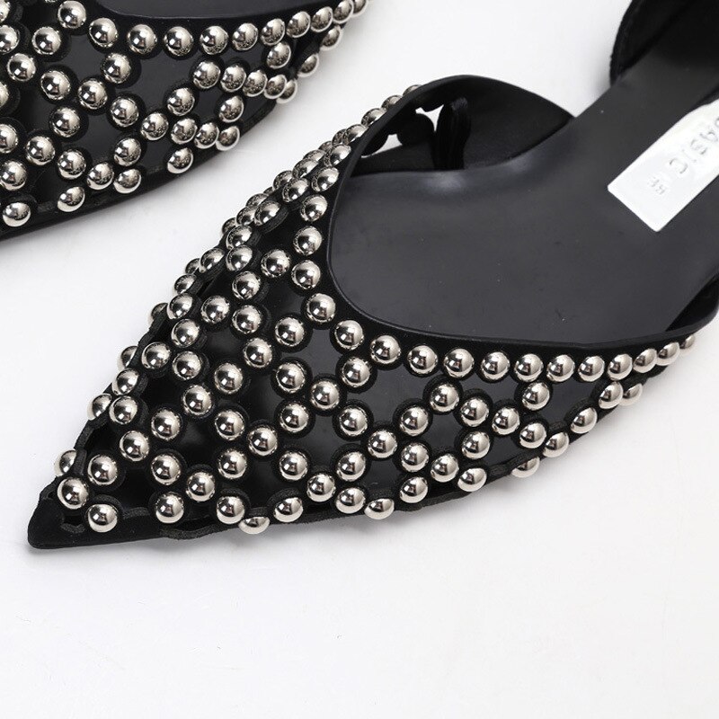 Z * sandales à bout pointu et simple, chaussures creuses pour femmes, grands dos à rivets, chaussures plates pour femmes chaussures pour femmes