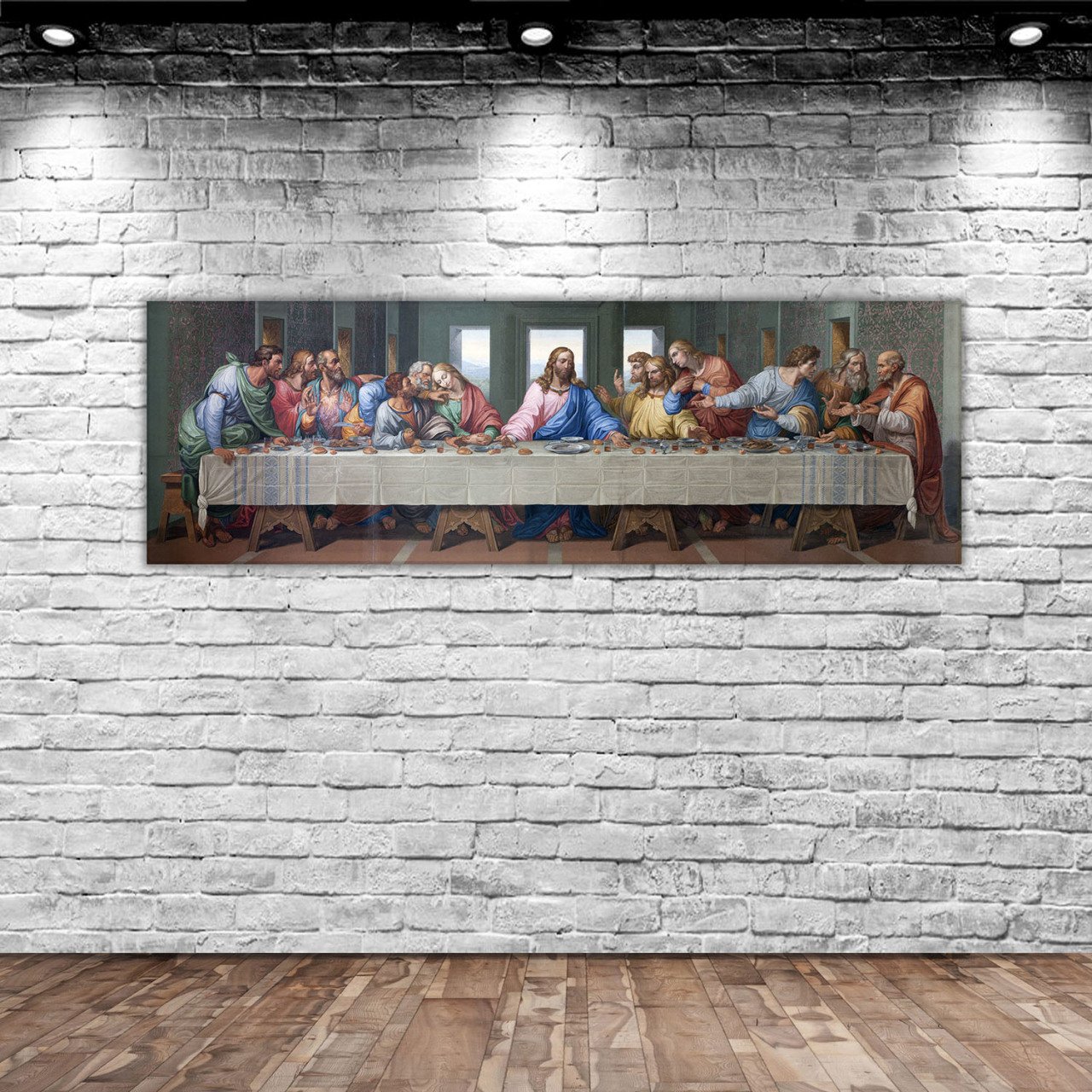 Bk Thuis Da Vinci 'S Laatste Avond Diner Panorama Canvas Tafel 100x35cm-1: Default Title