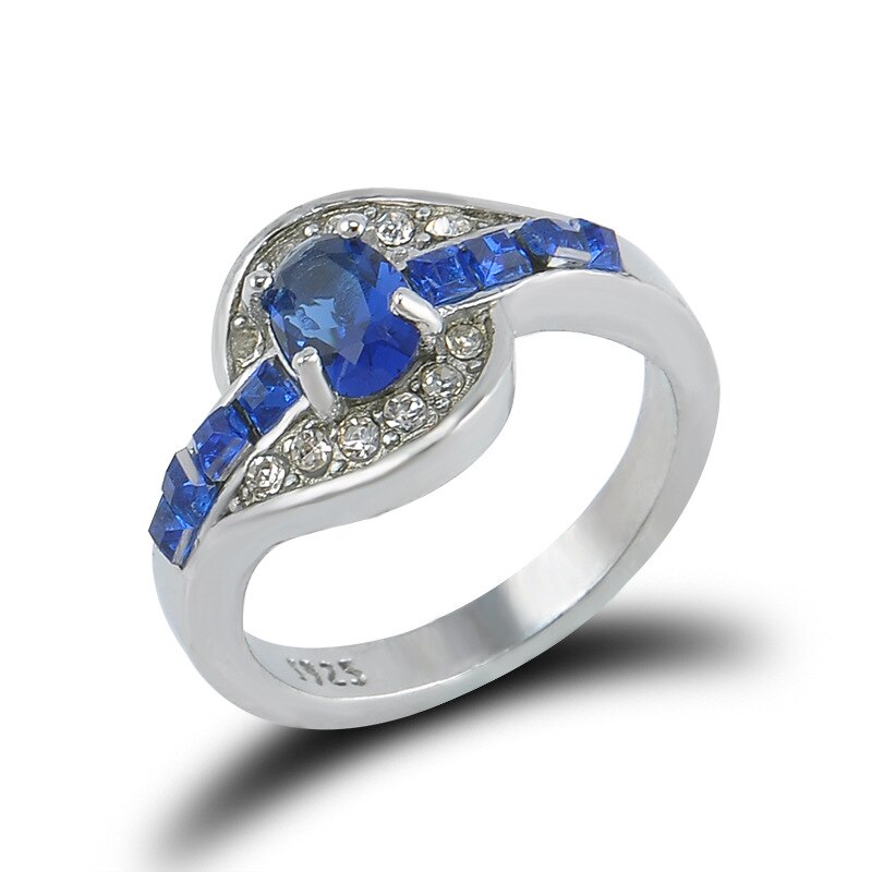 MISANANRYNE Einzigartige Schmuck Blau Oval Zirkon Stein Ring Silber Farbe Hochzeit Verlobung Ringe Für Frauen Männer