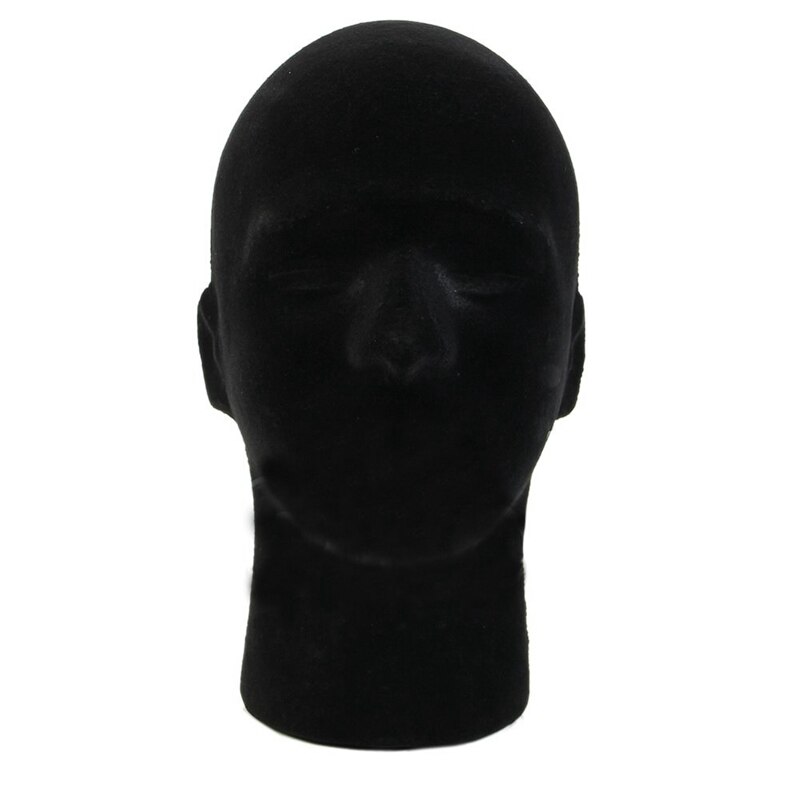 Männlichen Styropor Schaum Mannequin Männchen Kopf Modell Perücken Gläser Kappe Anzeige Ständer Schwarz