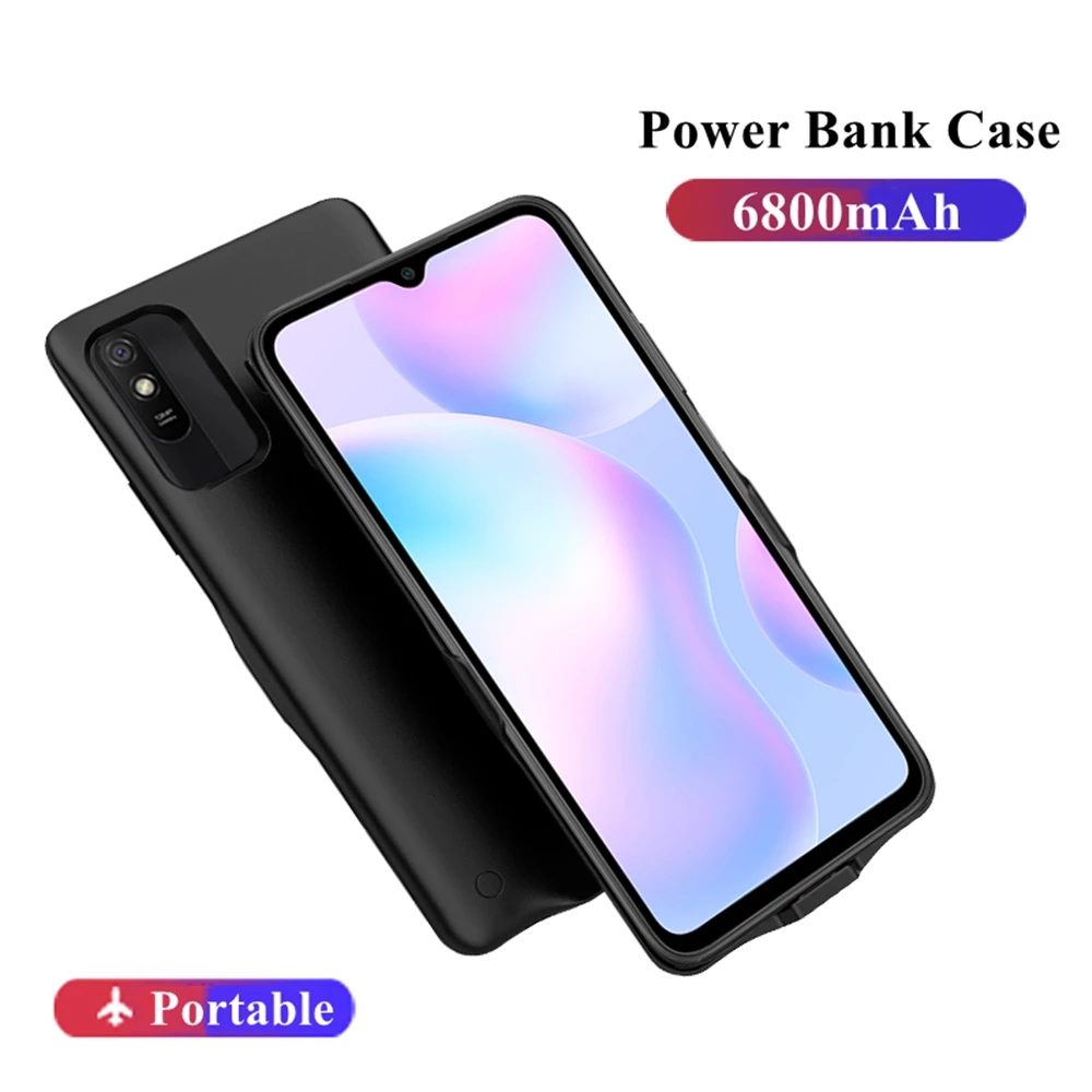 6800mAh External Power Bank Charging Cover For Xiaomi Redmi 9A Battery Case Portable Smart Battery Charger Cases For Redmi 9A