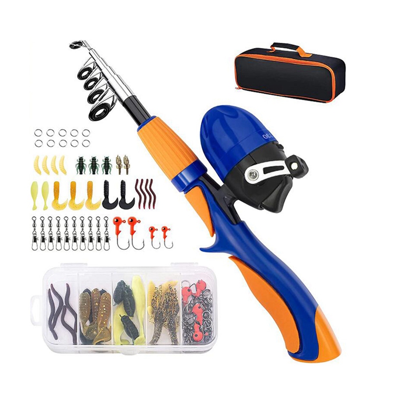 Lixada Kit de canne à pêche télescopique avec moulinet (argent, 1,4 m