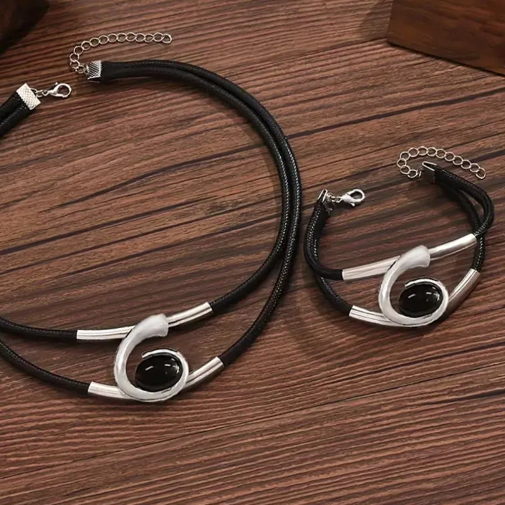 Conjunto de 2 uds. De joyería bohemia de en capas Vintage, accesorios de joyería geométrica, colgante, collar, pulsera, conjunto para mujer: Color dorado