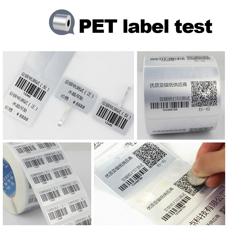 Pet label Sticker paper self-adhesive label pet paper thermal transfer Silver PET Label barcode printer Waterproof Tearproof o