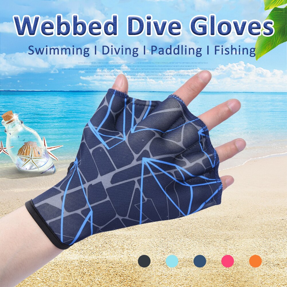 1 Pair Swimming Hand Finger Fin Learning Swimming Pool Accessory Finger Wear Flippers Training Diving Gloves Swim Pool Paddles