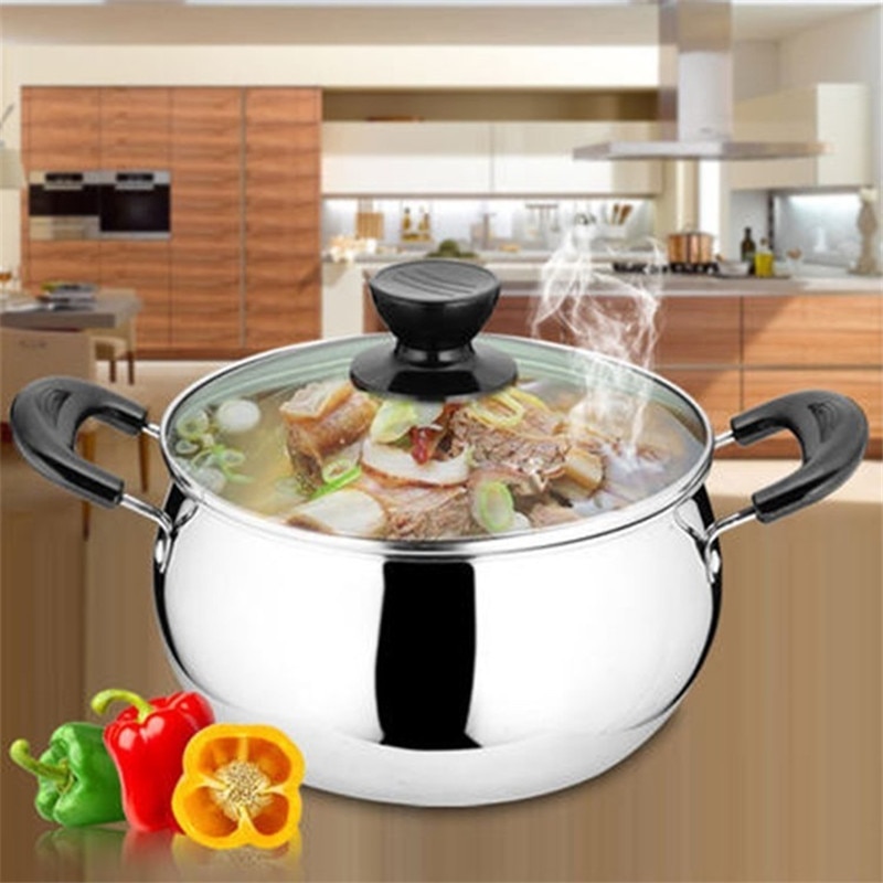 1pcs 18/20/22CM stainless steel soup pot non stick cookware set pans pots saucepan cooking with a lid